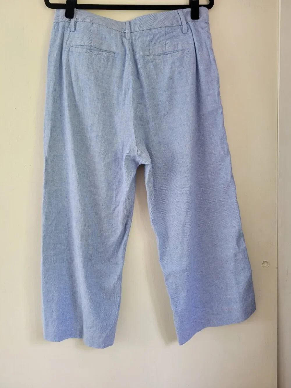 Banana Republic Linen Cotton Wide Leg Chic Cropped Culotte Pant Light Blue Sz 14